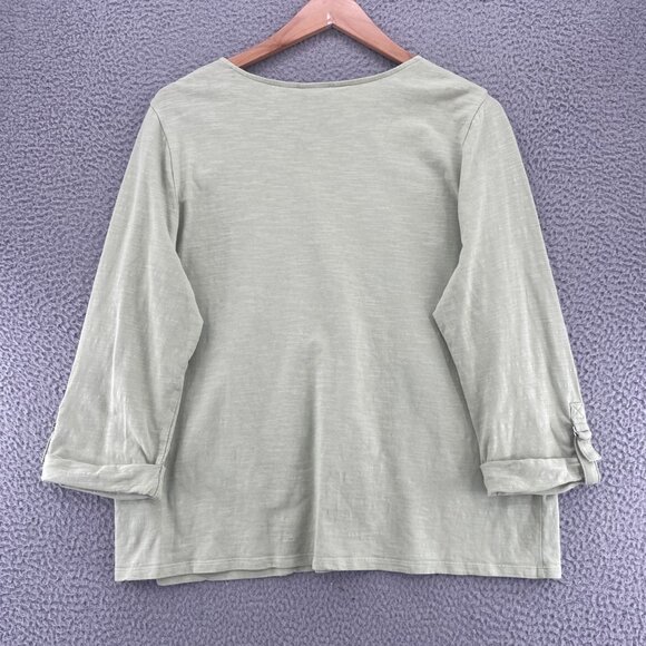 Chicos Top Womens 3 US Extra Large Green Long Sleeve Tunic Stretch Cotton Knit - Picture 3 of 10